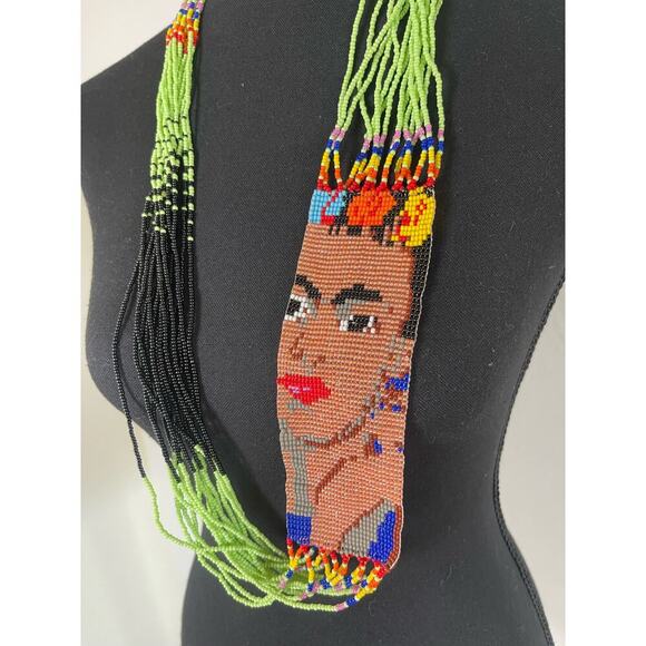 NEW Hand Made Frida Kahlo Beaded Versatile Long Necklace or Belt Multicolor 36in - Picture 2 of 9